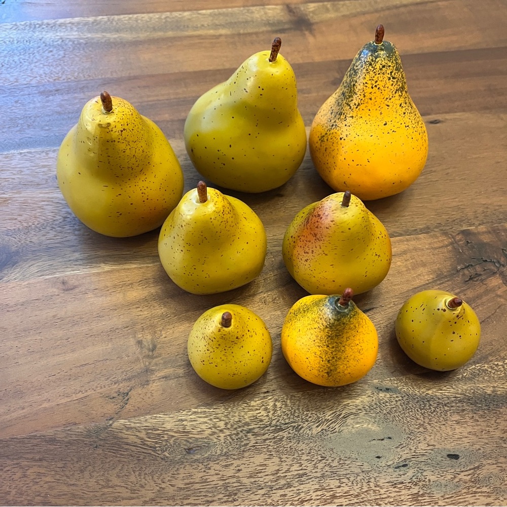 Set of 8 | Pier 1 Imports Realistic Yellow Decorative Faux Pears
